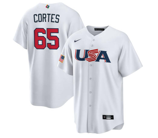Men's USA Baseball #65 Nestor Cortés Jr. 2023 White World Baseball Classic Stitched Jersey